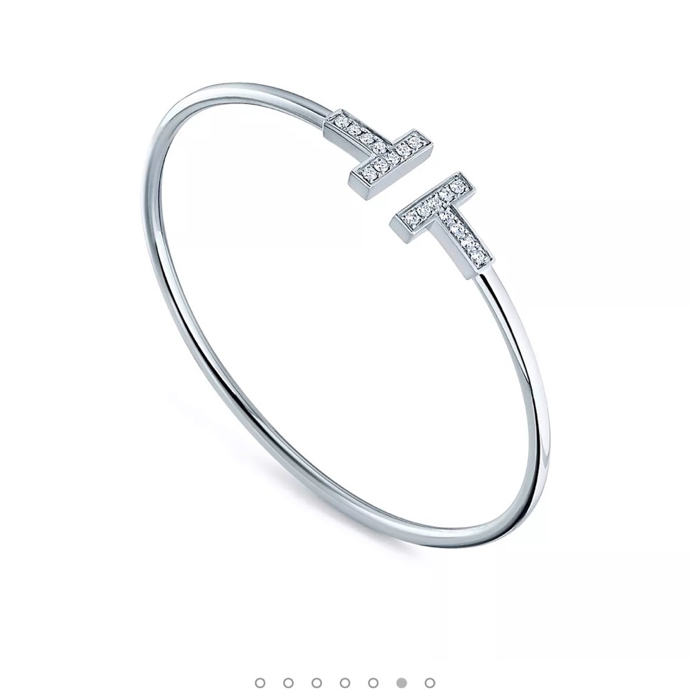 Tiffany T Diamond Wire Bracelet in 18K White Gold